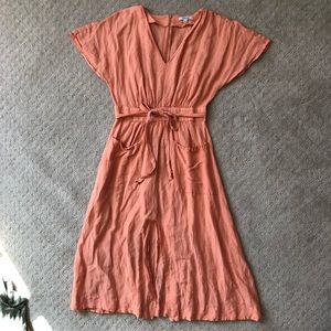 Madewell tie-front light peach dress